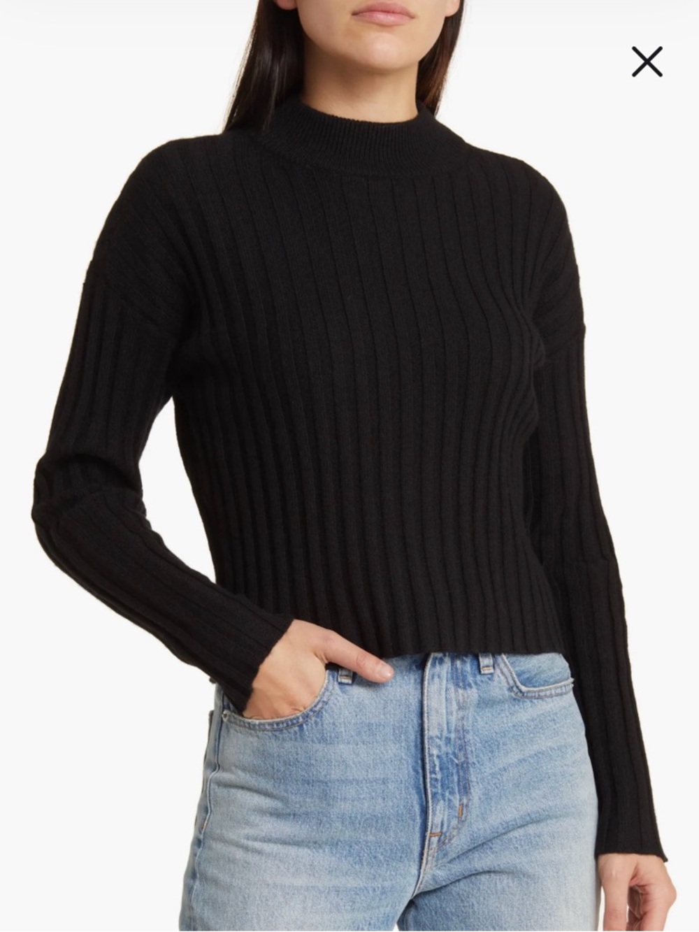 Madewell Black Ribbed Mock Neck Sweater